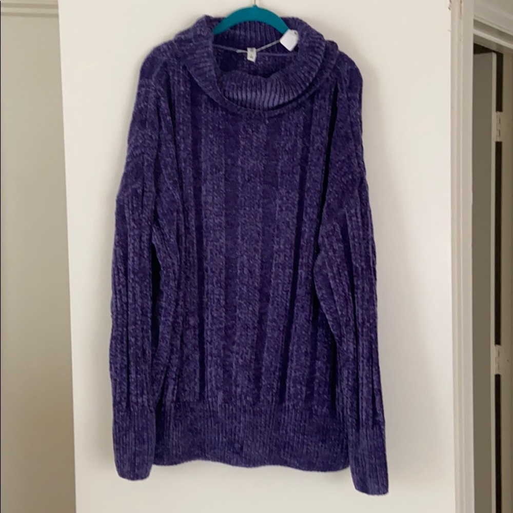 Cowl neck chenille sweater